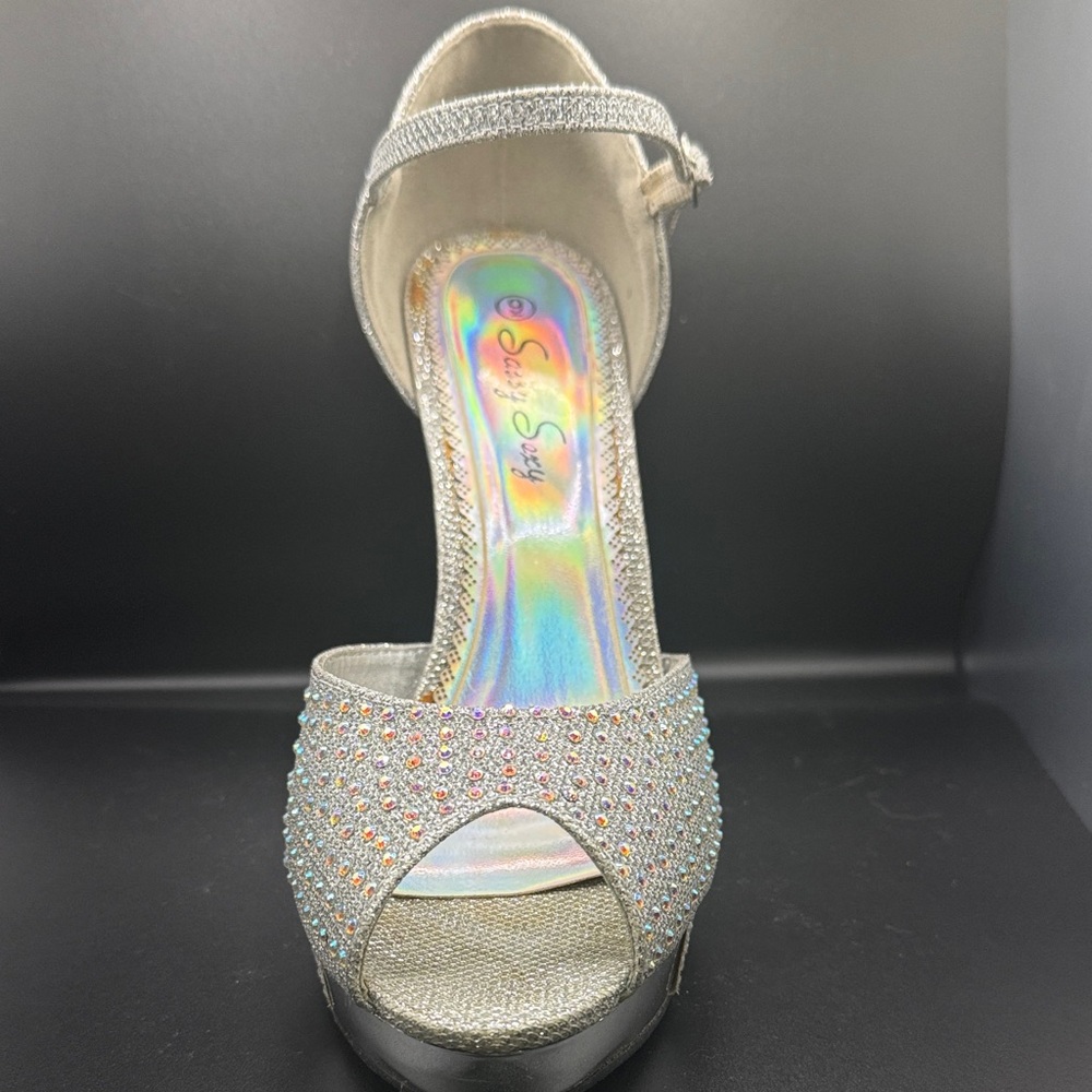 Elegant Silver Glitter Heels